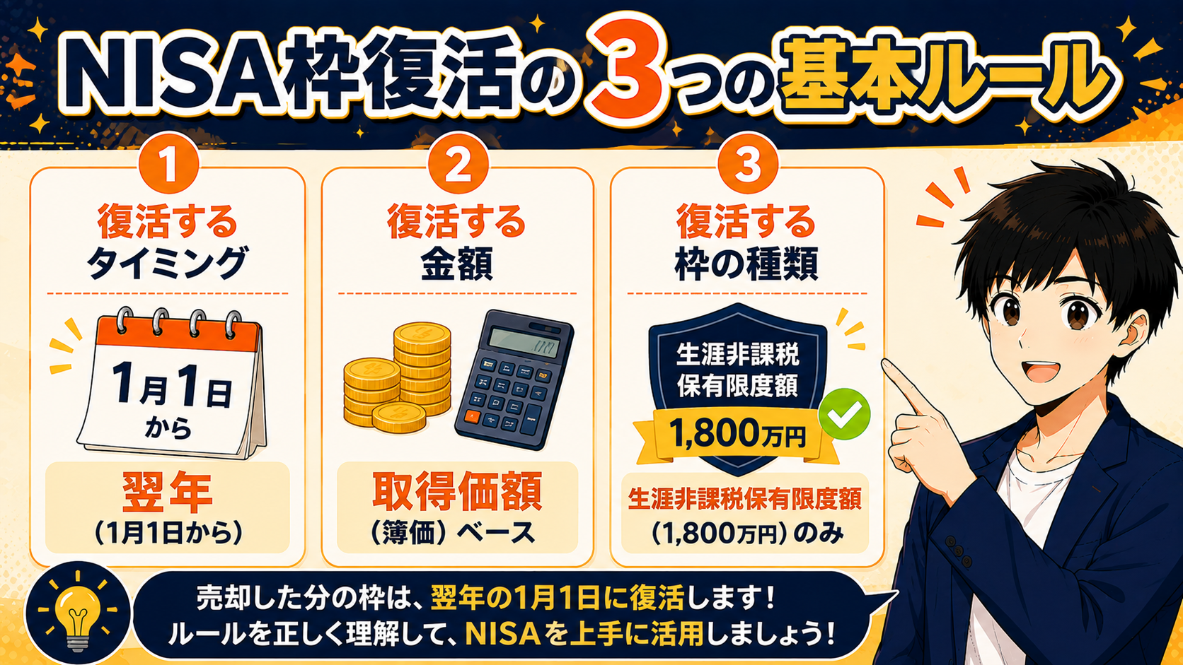NISA枠復活の3つの基本ルール