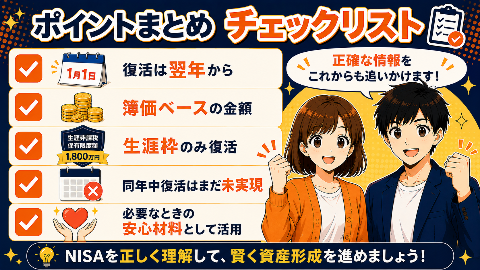 NISA枠復活まとめチェックリスト